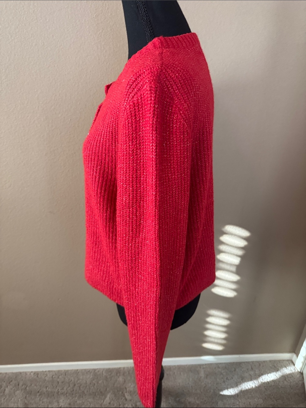 Pink Rose Red Ribbed Button-Front Cardigan - Picture 7 of 9